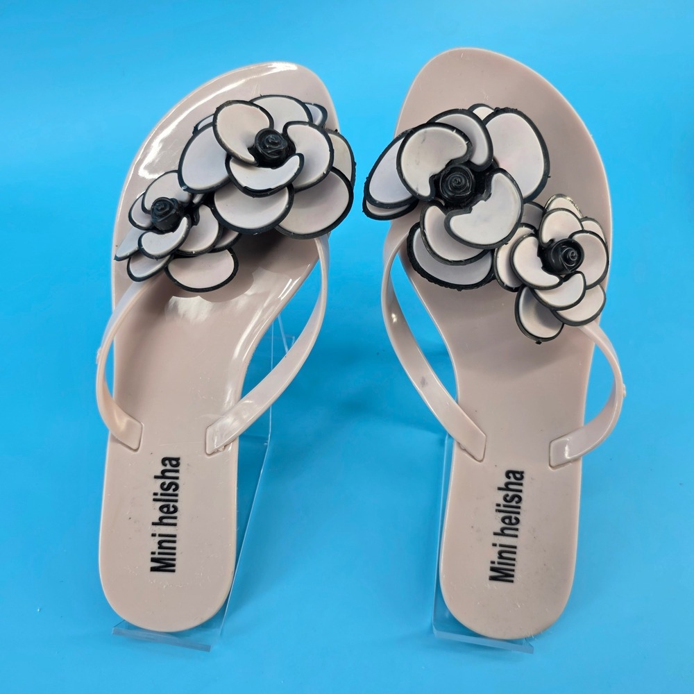 Melissa Mini Helisha Pink Floral Jelly Flip Flop Sandals Size 6 Made in Brazil